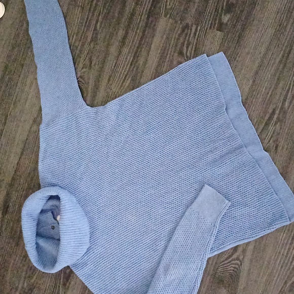 🔥🔥🔥Madewell Cornflower blue convertible turtleneck crewneck sweater S - Picture 3 of 13